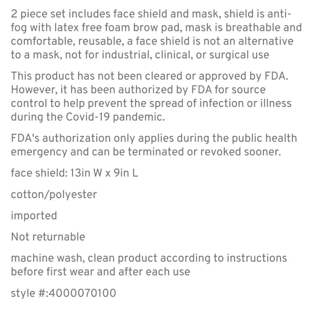 Tye Die Face Shield and Mask S